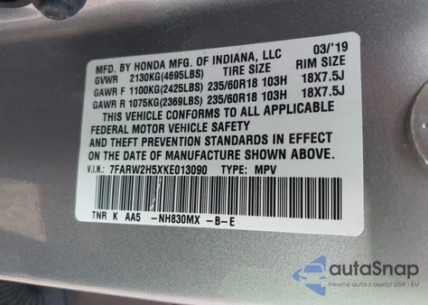 2019 Honda Cr-V Ex from USA, damaged, VIN 7FARW2H5XKE013090